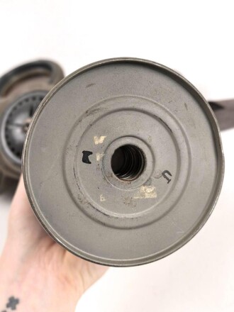 Tschechoslowakei 2. Weltkrieg, Gasmaske VZ35 mit Filter in gutem Zustand, als Beutestück übernommen für Luftschutzzwecke