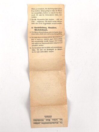 Merkblatt Wehrmacht " Gasmaske und Gasbekleidung im Winter"  Im Klarscheibenbehälter zwischen den beiden Paar Klarscheiben einlegen.
