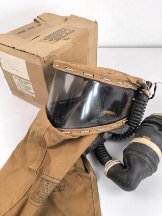 Großbritannien 2.Weltkrieg, Hospital Respirator, Gasmaske für Kopfverletzte. Ungereinigt, datiert 1944. In der originalen Umverpackung