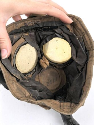 Großbritannien WWI, Gasmaske " Small box respirator"  ausgetrocknet