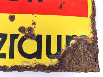 Luftschutz Emailleschild " Öffentlicher Sammel Schutzraum 125 Personen" Maße 39 x 80cm, ungereinigtes Stück