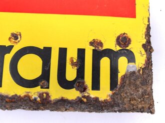Luftschutz Emailleschild " Öffentlicher Sammel Schutzraum 125 Personen" Maße 39 x 80cm, ungereinigtes Stück