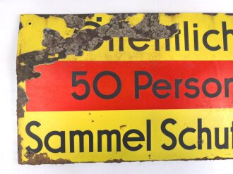Luftschutz Emailleschild " Öffentlicher Sammel...