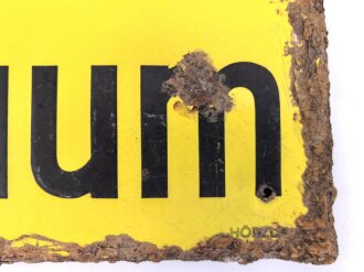 Luftschutz Emailleschild " Öffentlicher Sammel Schutzraum 100 Personen" Maße 39 x 80cm, ungereinigtes Stück
