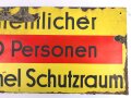 Luftschutz Emailleschild " Öffentlicher Sammel Schutzraum 100 Personen" Maße 39 x 80cm, ungereinigtes Stück
