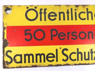 Luftschutz Emailleschild " Öffentlicher Sammel...