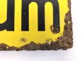 Luftschutz Emailleschild " Öffentlicher Sammel Schutzraum 100 Personen" Maße 39 x 80cm, ungereinigtes Stück