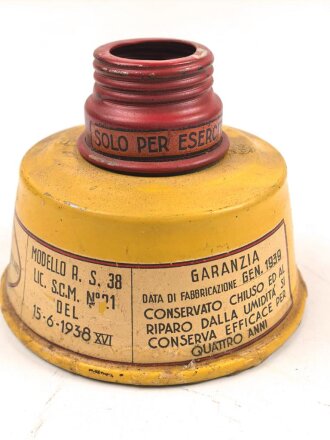 Italien, Filter für eine Gasmaske datiert 1938