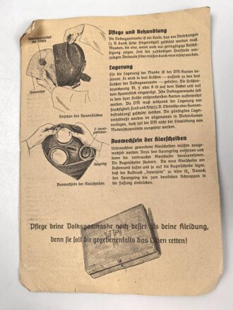 Volksgasmaske 37 für Luftschutz. Ungereinigt, in der originalen Umverpackung, diese defekt