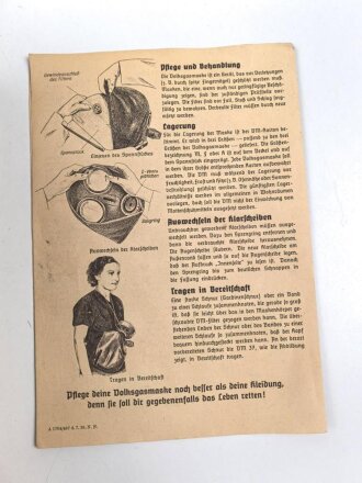 Volksgasmaske 37 für Luftschutz. Ungereinigt, in der originalen Umverpackung, diese defekt