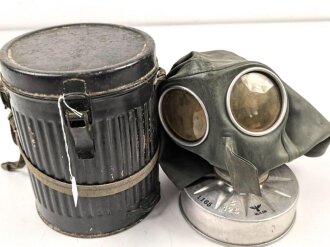 Volksgasmaske 37 in Bereitschaftsbüchse. Ungereinigt, Originallack