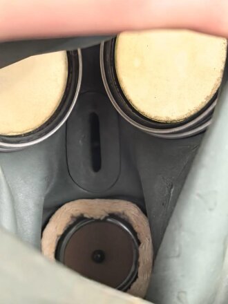 Volksgasmaske 37 in Bereitschaftsbüchse. Ungereinigt, Originallack