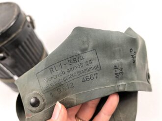 Volksgasmaske 37 in Bereitschaftsbüchse. Ungereinigt, Originallack