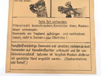 Gasschutz Wehrmacht, Wandanschlag 7 " So mußt du deine Gasmaske absetzen"  Maße 30 x 42cm