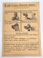 Gasschutz Wehrmacht, Wandanschlag 7 " So mußt du deine Gasmaske absetzen"  Maße 30 x 42cm