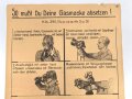 Gasschutz Wehrmacht, Wandanschlag 7 " So mußt du deine Gasmaske absetzen"  Maße 30 x 42cm
