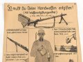 Gasschutz Wehrmacht, Wandanschlag 5 "So mußt du deine Handwaffen entgiften! ( Mit Waffenentgiftungsmittel ) "  Maße 30 x 42cm