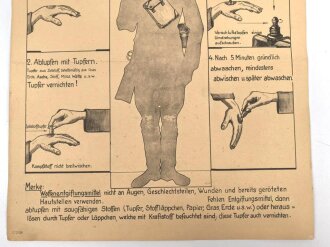 Gasschutz Wehrmacht, Wandanschlag 4 "So mußt du dich mit Waffenentgiftungsmittel entgiften !"  Maße 30 x 42cm