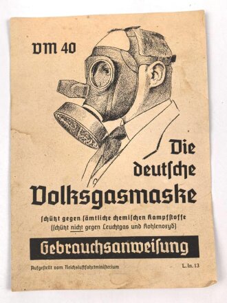 Gebrauchsanweisung für die Volksgasmaske 40