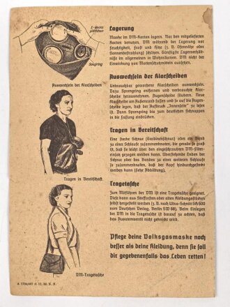 Gebrauchsanweisung für die Volksgasmaske 37, zweimal eingerissen