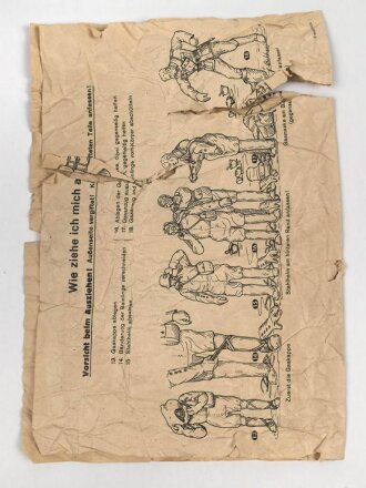Faltblatt DIN A4 " Anleitung für das Anlegen der leichten Gasbekleidung 37" von 1.4.1942.