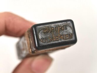 Preßmassebehälter "Caporit" Tabletten ( Desinfektionsmittel ) der Wehrmacht, leer, datiert 1942