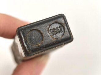 Preßmassebehälter "Caporit" Tabletten ( Desinfektionsmittel ) der Wehrmacht, leer, datiert 1942