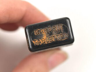 Preßmassebehälter "Caporit" Tabletten ( Desinfektionsmittel ) der Wehrmacht, leer, datiert 1942