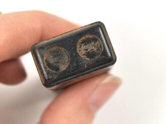 Preßmassebehälter "Caporit" Tabletten ( Desinfektionsmittel ) der Wehrmacht, leer, datiert 1942