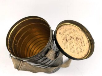 Rumänien, Bereitschaftsbüchse Gasmaske Modell 1935, Originallack, datiert 1939