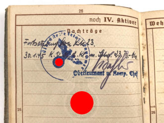 Wehrpaß Heer, eingestellt am 3.Oktober 1941 bei 1. Komp. Kraftfahr Ersatz Abteilung 5 Villingen.