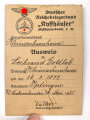 Deutscher Reichskriegerbund Kyffhäuserbund e.V. "Ausweis" Kleinsachsenheim, 1935