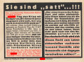 Parole der Woche Nr. 2, "Sie sind satt...!!!", Zentralverlag der NSDAP, 7,5 x 10 cm, 1942 