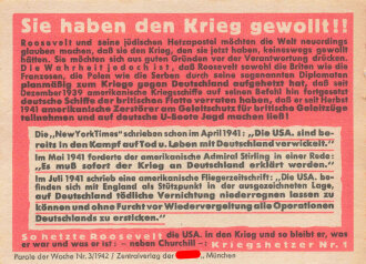 Parole der Woche Nr. 3, "Sie haben den Krieg...