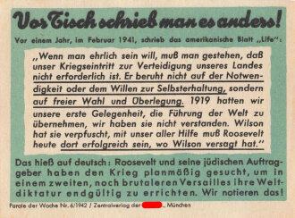 Parole der Woche Nr. 6, "Vor Tisch schrieb man es...
