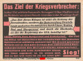 Parole der Woche Nr. 7, "Das Ziel der Kriegsverbrecher", Zentralverlag der NSDAP, 7,5 x 10 cm, 1942