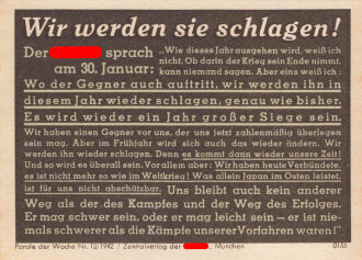 Parole der Woche Nr. 12, "Wir werden sie...