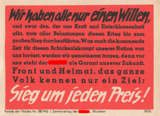 Parole der Woche Nr. 18, "Wir haben alle nur einen...