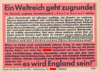 Parole der Woche Nr. 21, "Ein Weltreich geht...
