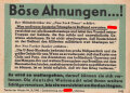 Parole der Woche Nr. 31, "Böse Ahnungen...!", Zentralverlag der NSDAP, 7,5 x 10 cm, 1942