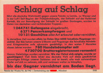 Parole der Woche Nr. 36, "Schlag auf Schlag",...