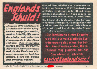 Parole der Woche Nr. 52, "Englands Schuld!",...