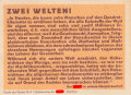 Parole der Woche Nr. 4, "Zwei Welten!", Zentralverlag der NSDAP, 7,5 x 10 cm, 1941