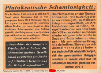 Parole der Woche Nr. 11, "Plutokratische...