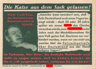 Parole der Woche Nr. 23, "Die Katze aus dem Sack...
