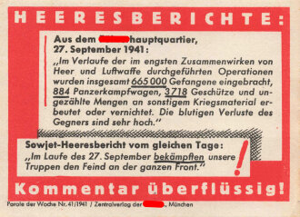 Parole der Woche Nr. 41, "Heeresberichte",...