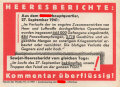 Parole der Woche Nr. 41, "Heeresberichte", Zentralverlag der NSDAP, 7,5 x 10 cm, 1941