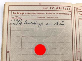 Wehrpaß Heer, eingestellt am 14. Oktober 1942 bei 1. Reserve MG Btl. 14