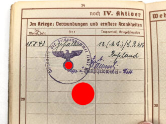 Wehrpaß Heer, eingestellt am 14. Oktober 1942 bei 1. Reserve MG Btl. 14