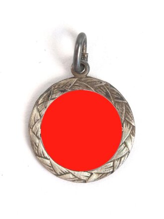 N.S. Sympathieabzeichen, silberner Anhänger mit auf der Spitze stehendem Hakenkreuz, Rückseitig Klebstoffreste, Durchmesser 14mm